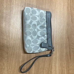 Coach Wristlet Jacquard Fabric Gray